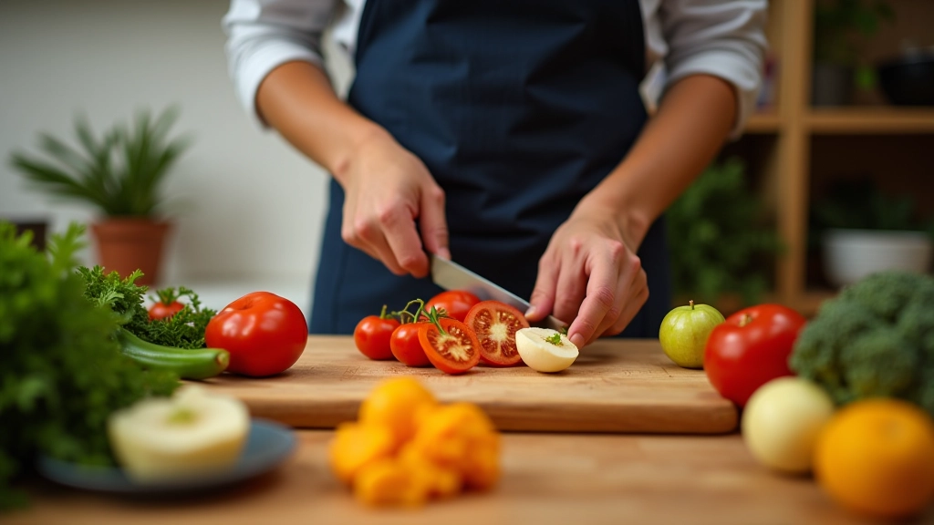 Preparação eficiente de ingredientes na cozinha