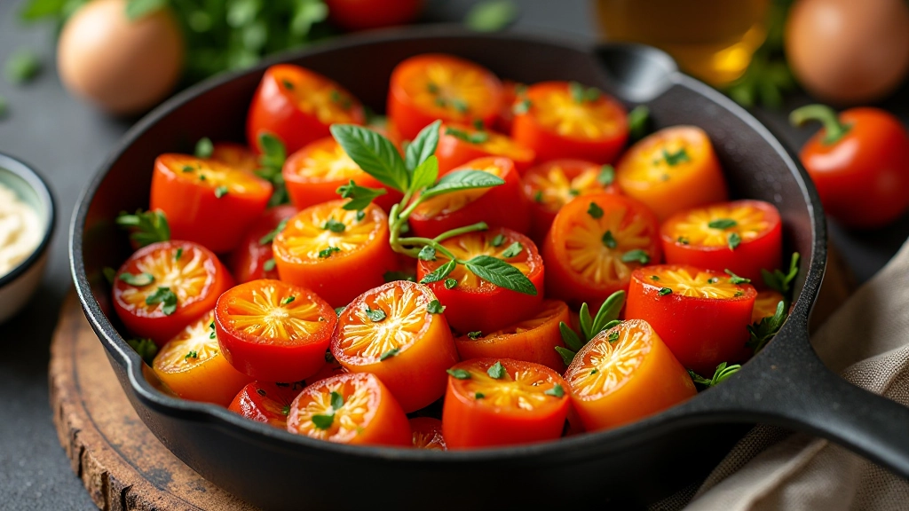 Tabuleiro de vegetais coloridos assados no forno, com pimentos vermelhos, abobrinha e cenoura dourada